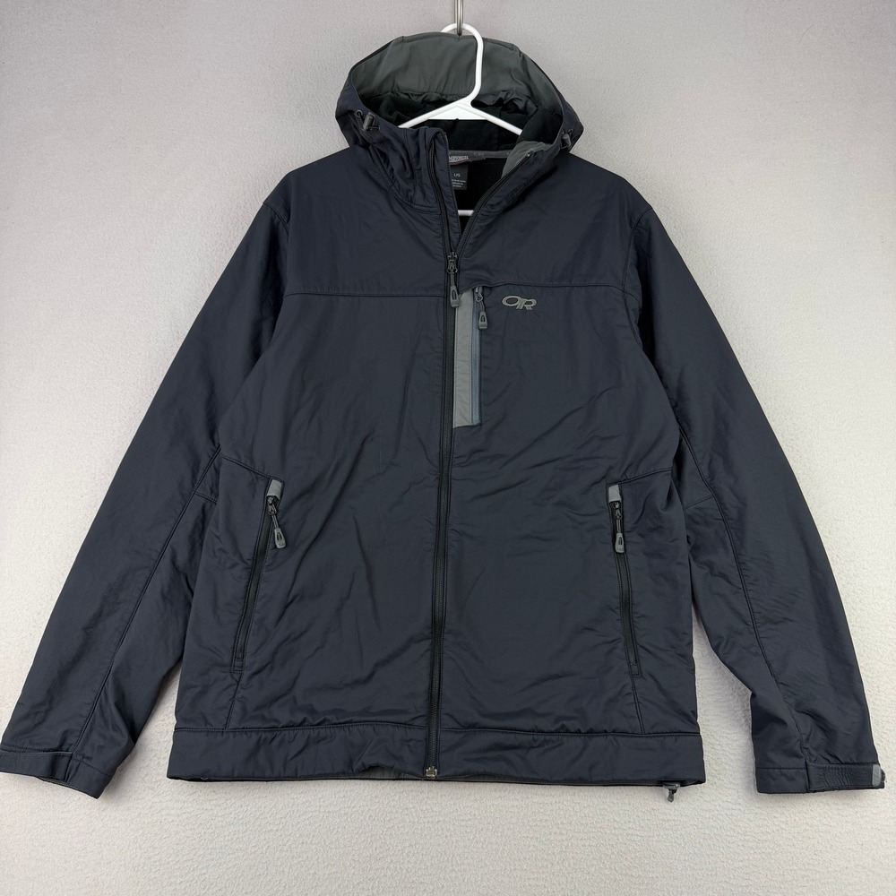 Outdoor Research Transfer Hoody Jacket Mens L Black Performance Full Zip Hiking